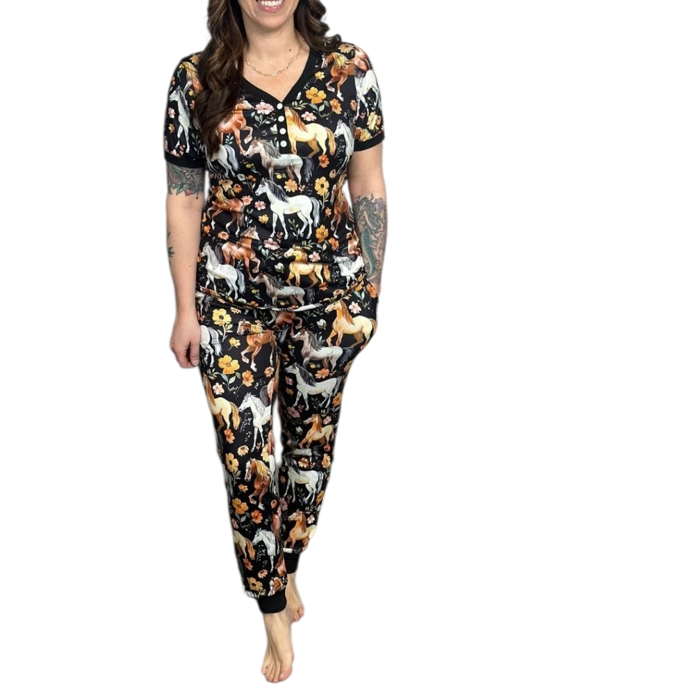 NWT Size Small Shirley & Stone Horse Print Pajama Set Equestrian - Picture 3 of 12